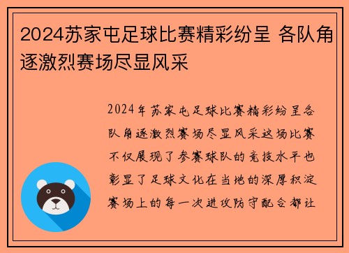 2024苏家屯足球比赛精彩纷呈 各队角逐激烈赛场尽显风采