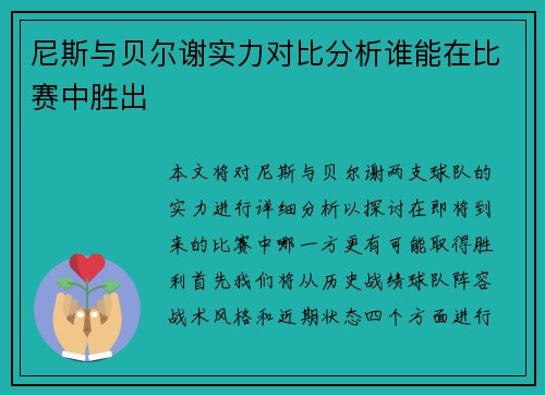 尼斯与贝尔谢实力对比分析谁能在比赛中胜出